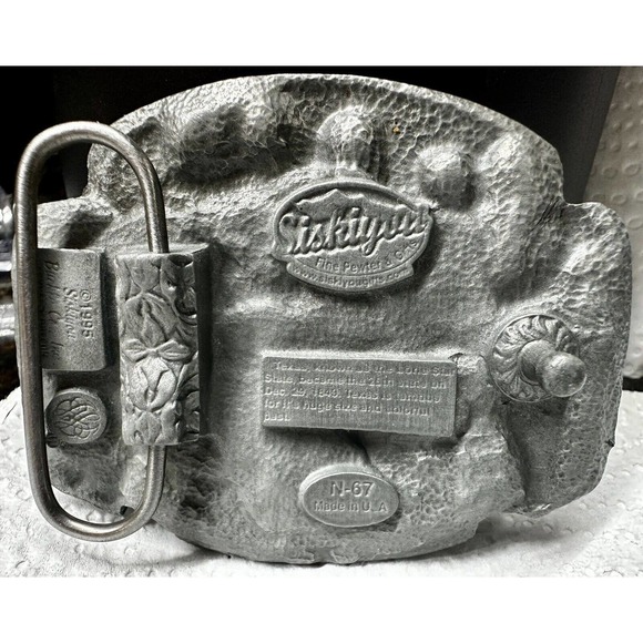 Vintage Texas The Lone Star State USA Texan Western Cowboy Pewter Belt Buckle - Picture 8 of 8